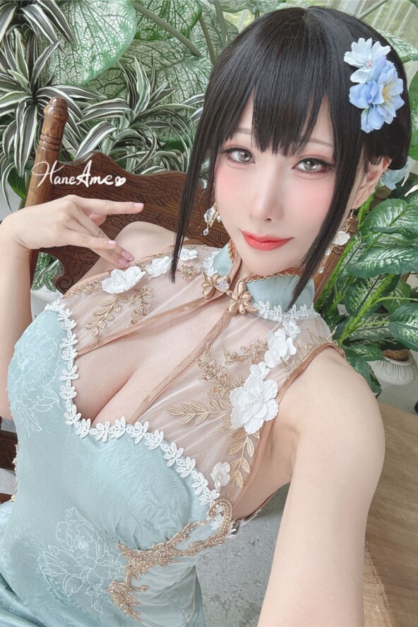 Rain Wave HaneAme - NO.189 Original Jade Qipao Green Rhyme Cheongsam 1 Rain Wave HaneAme - NO.189 Original Jade Qipao Green Rhyme Cheongsam