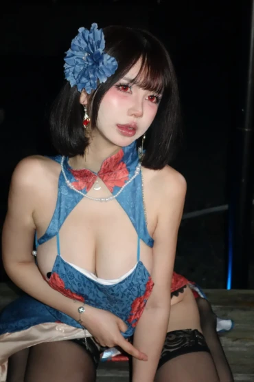 Tina is very demonic - Azure Route Jianwu cheongsam