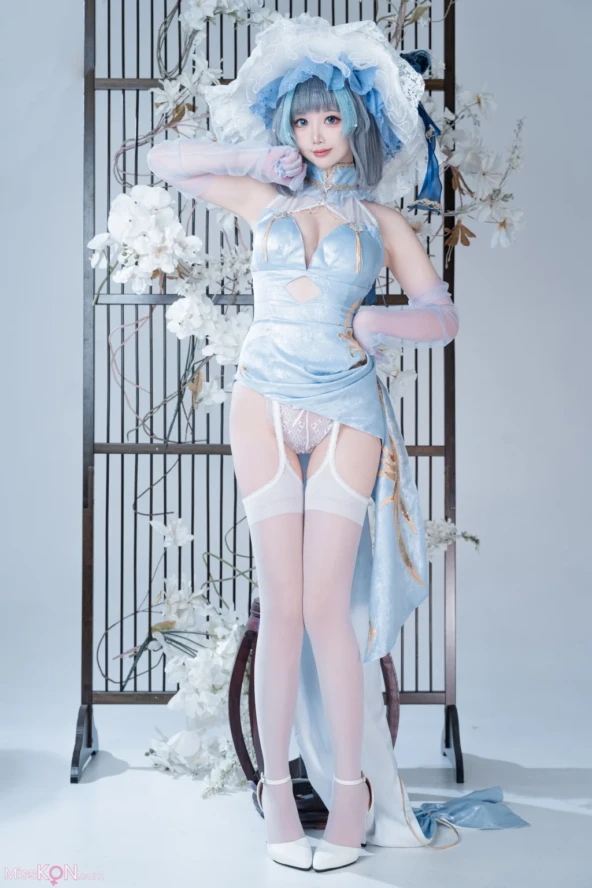 Coser@ Pastry Fairy: Azur Lane - Cheshire Cat Blue Cheongsam (40 photos) 8 Coser@ Pastry Fairy: Azur Lane - Cheshire Cat Blue Cheongsam (40 photos)